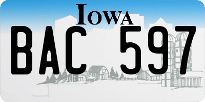 IA license plate BAC597