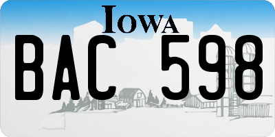 IA license plate BAC598