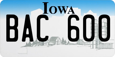 IA license plate BAC600