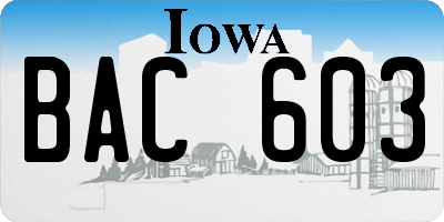 IA license plate BAC603