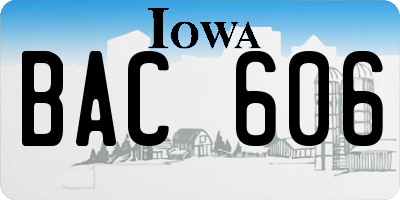 IA license plate BAC606
