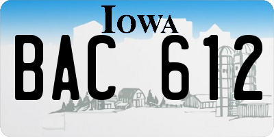 IA license plate BAC612