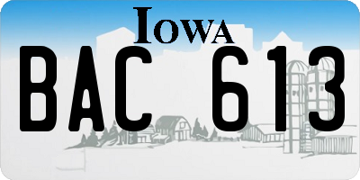 IA license plate BAC613