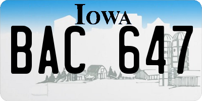IA license plate BAC647