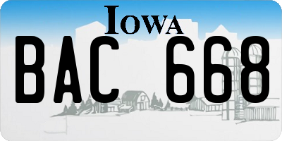 IA license plate BAC668