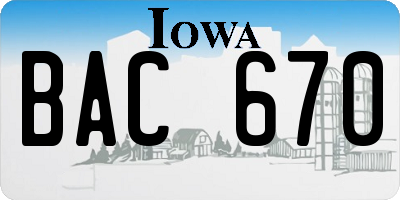 IA license plate BAC670