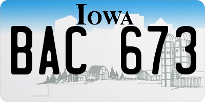 IA license plate BAC673