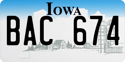 IA license plate BAC674