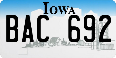 IA license plate BAC692