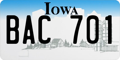 IA license plate BAC701