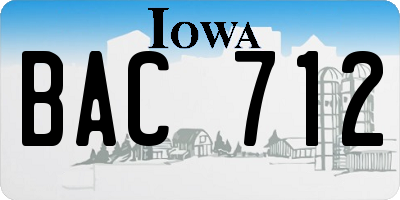 IA license plate BAC712