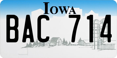 IA license plate BAC714