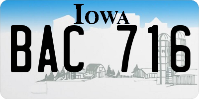 IA license plate BAC716