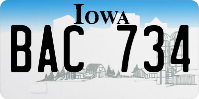 IA license plate BAC734