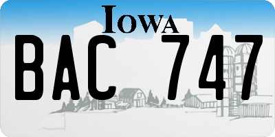 IA license plate BAC747