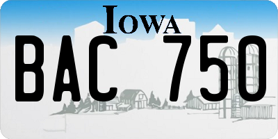 IA license plate BAC750