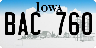 IA license plate BAC760