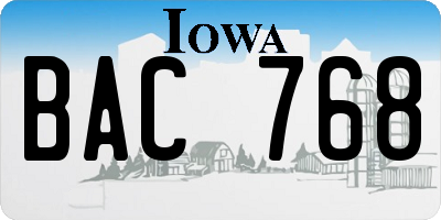 IA license plate BAC768