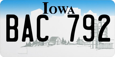 IA license plate BAC792