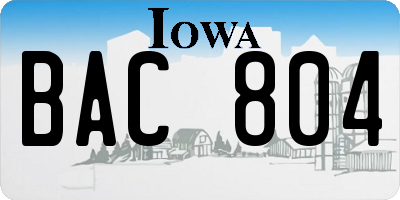 IA license plate BAC804