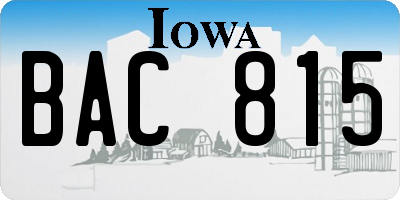 IA license plate BAC815