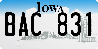 IA license plate BAC831