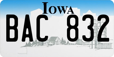 IA license plate BAC832
