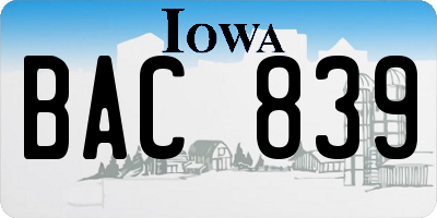 IA license plate BAC839