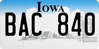 IA license plate BAC840