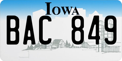 IA license plate BAC849