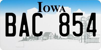 IA license plate BAC854