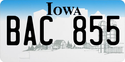 IA license plate BAC855