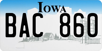 IA license plate BAC860