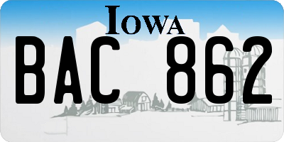 IA license plate BAC862