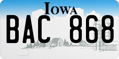 IA license plate BAC868