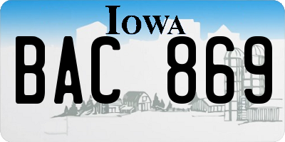 IA license plate BAC869