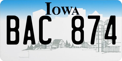 IA license plate BAC874
