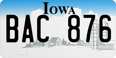IA license plate BAC876