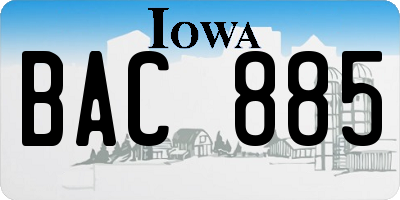 IA license plate BAC885