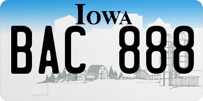 IA license plate BAC888