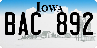 IA license plate BAC892