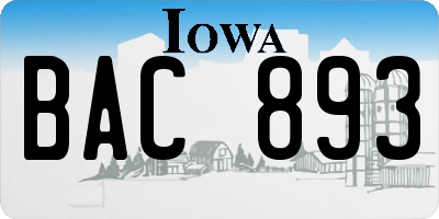 IA license plate BAC893