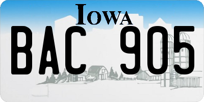 IA license plate BAC905