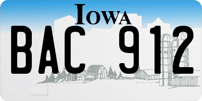 IA license plate BAC912