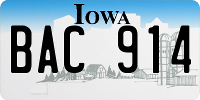IA license plate BAC914