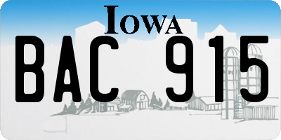 IA license plate BAC915