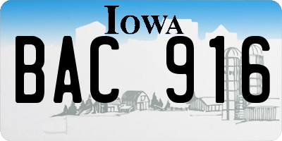 IA license plate BAC916
