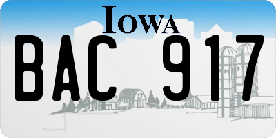 IA license plate BAC917