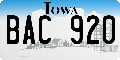 IA license plate BAC920