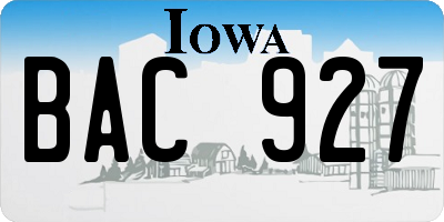IA license plate BAC927
